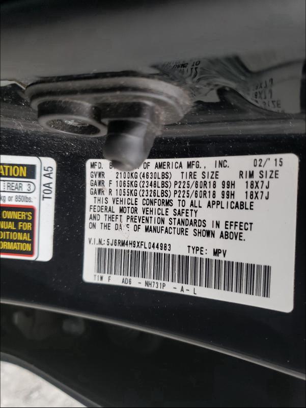 Photo 9 VIN: 5J6RM4H9XFL044983 - HONDA CR-V TOURI 