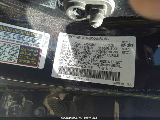 Photo 8 VIN: 5J6RM4H9XGL052938 - HONDA CR-V 