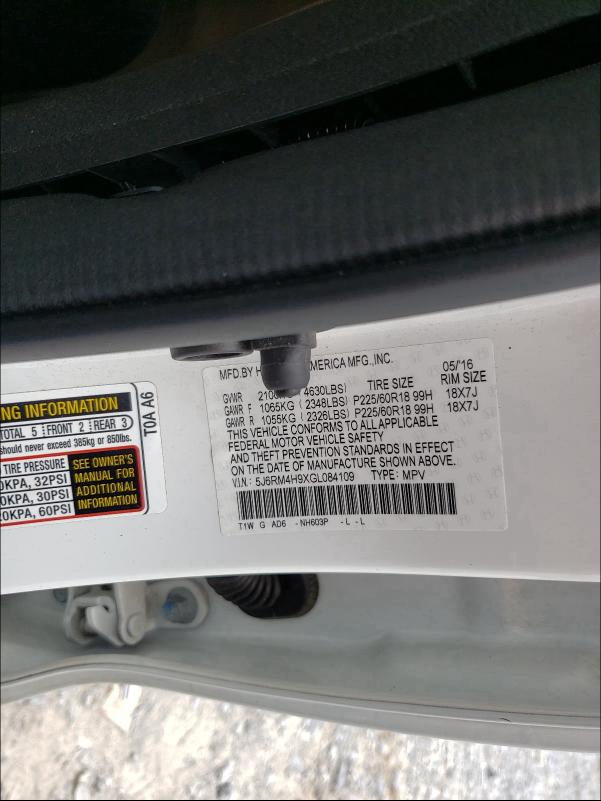 Photo 9 VIN: 5J6RM4H9XGL084109 - HONDA CR-V TOURI 