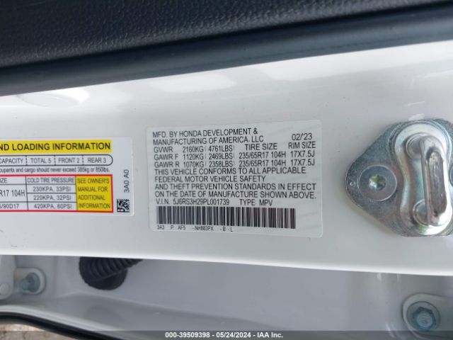 Photo 8 VIN: 5J6RS3H29PL001739 - HONDA CR-V 