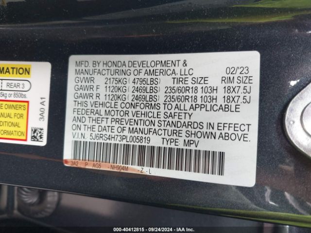 Photo 8 VIN: 5J6RS4H73PL005819 - HONDA CR-V 