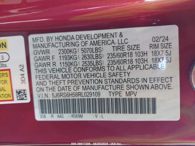 Photo 8 VIN: 5J6RS6H58RL029109 - HONDA CR-V 