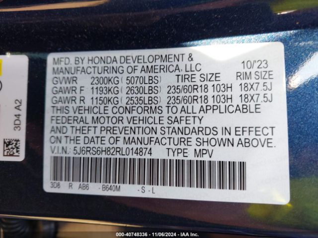 Photo 8 VIN: 5J6RS6H82RL014874 - HONDA CR-V 