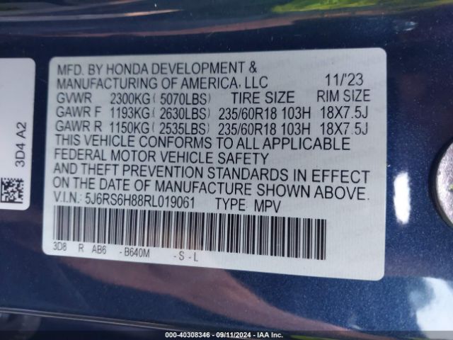 Photo 8 VIN: 5J6RS6H88RL019061 - HONDA CR-V 