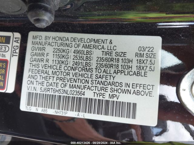 Photo 8 VIN: 5J6RT6H53NL023564 - HONDA CR-V 