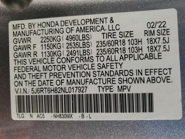 Photo 12 VIN: 5J6RT6H82NL017927 - HONDA CRV 