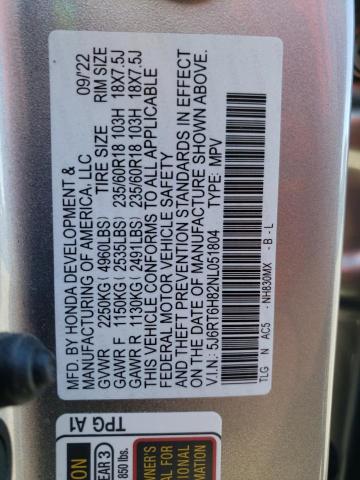 Photo 11 VIN: 5J6RT6H82NL051804 - HONDA CRV 