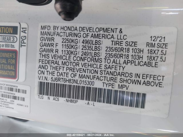 Photo 8 VIN: 5J6RT6H83NL015300 - HONDA CR-V 