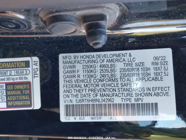 Photo 8 VIN: 5J6RT6H88NL042962 - HONDA CR-V 