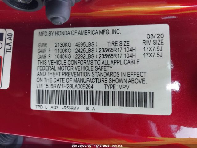 Photo 8 VIN: 5J6RW1H28LA009264 - HONDA CR-V 