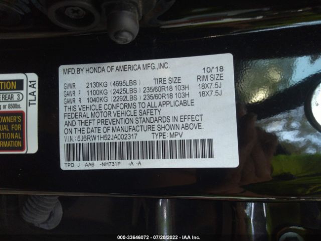 Photo 8 VIN: 5J6RW1H52JA002317 - HONDA CR-V 