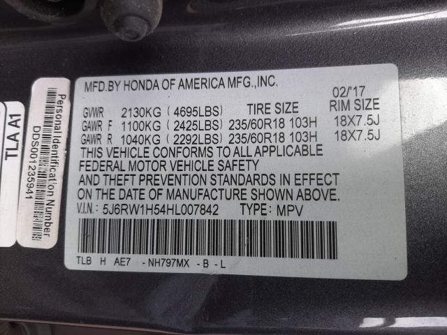 Photo 9 VIN: 5J6RW1H54HL007842 - HONDA CR-V EX 