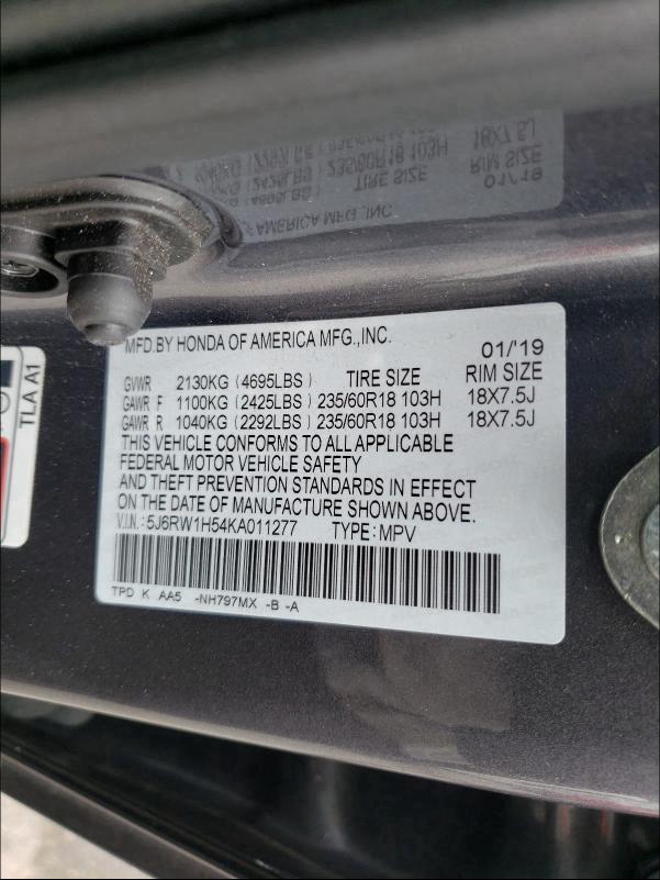 Photo 9 VIN: 5J6RW1H54KA011277 - HONDA CR-V EX 