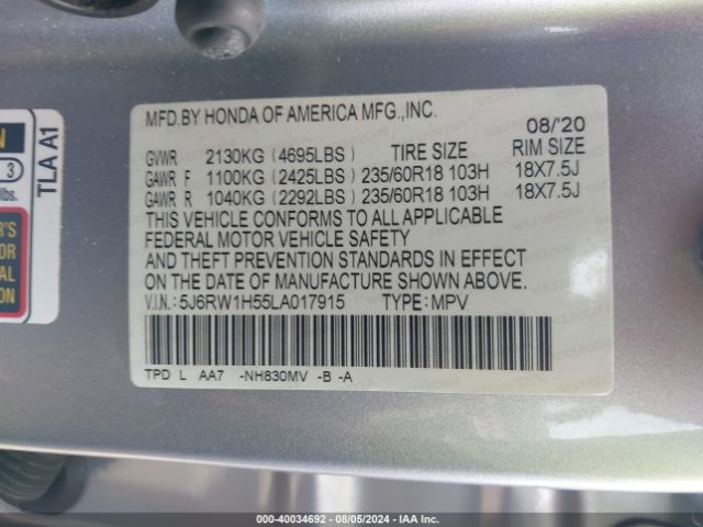 Photo 8 VIN: 5J6RW1H55LA017915 - HONDA CR-V 