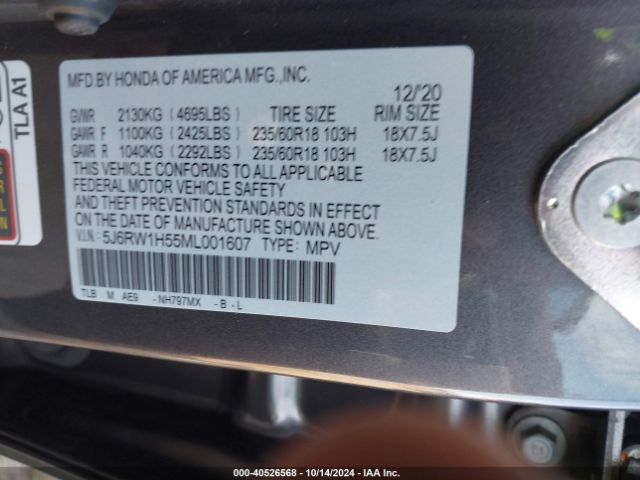 Photo 8 VIN: 5J6RW1H55ML001607 - HONDA CR-V 