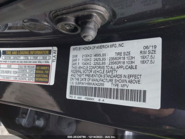 Photo 8 VIN: 5J6RW1H56KA042269 - HONDA CR-V 