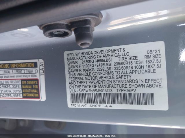 Photo 8 VIN: 5J6RW1H56MA013423 - HONDA CR-V 