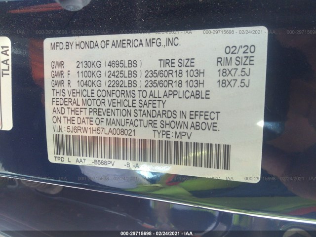 Photo 8 VIN: 5J6RW1H57LA008021 - HONDA CR-V 