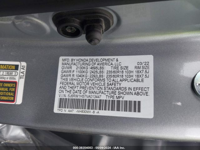 Photo 8 VIN: 5J6RW1H57NA013447 - HONDA CR-V 