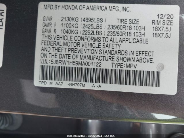 Photo 8 VIN: 5J6RW1H59MA001122 - HONDA CR-V 