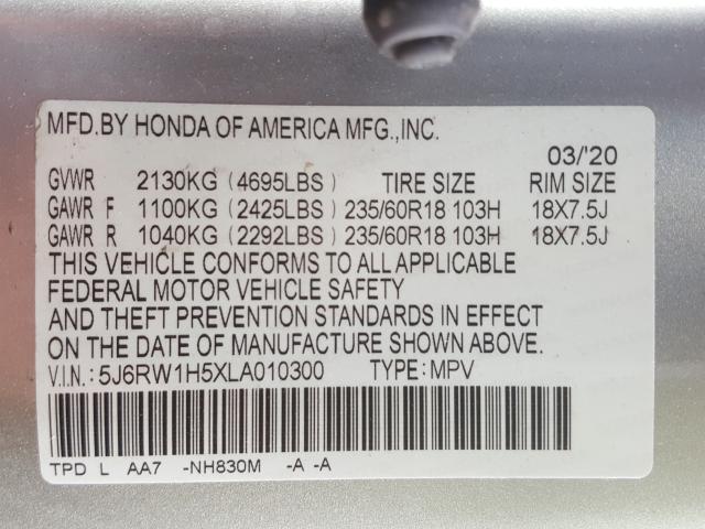 Photo 9 VIN: 5J6RW1H5XLA010300 - HONDA CR-V EX 