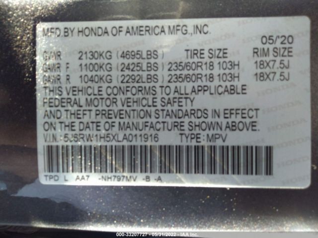 Photo 8 VIN: 5J6RW1H5XLA011916 - HONDA CR-V 