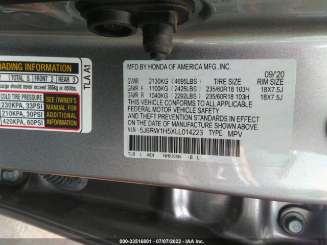 Photo 8 VIN: 5J6RW1H5XLL014223 - HONDA CR-V 