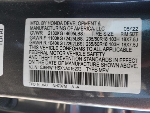 Photo 9 VIN: 5J6RW1H5XNA016293 - HONDA CR-V EX 