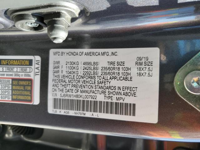 Photo 11 VIN: 5J6RW1H80KL007922 - HONDA CRV 