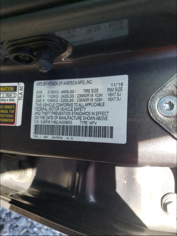 Photo 9 VIN: 5J6RW1H82JA008953 - HONDA CR-V EXL 