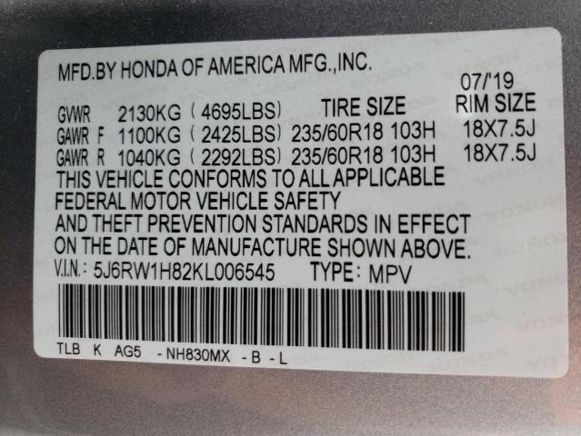 Photo 11 VIN: 5J6RW1H82KL006545 - HONDA CRV 