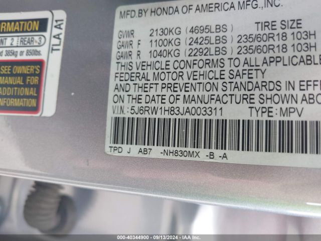 Photo 8 VIN: 5J6RW1H83JA003311 - HONDA CR-V 