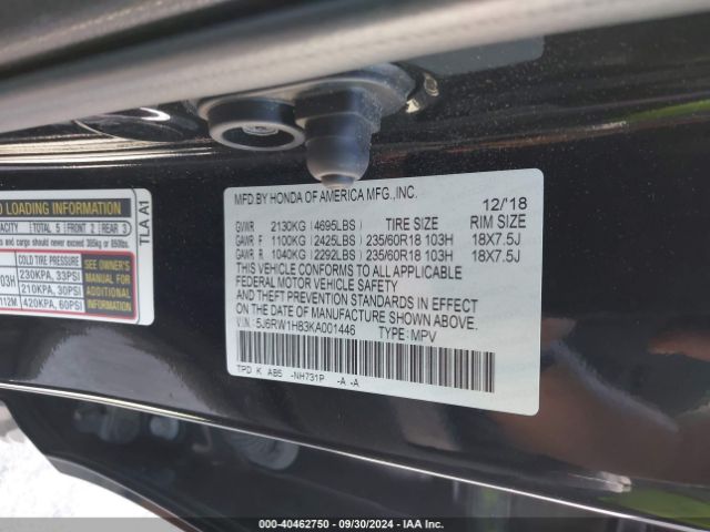 Photo 8 VIN: 5J6RW1H83KA001446 - HONDA CR-V 