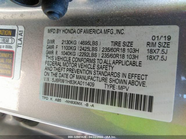 Photo 8 VIN: 5J6RW1H83KA011409 - HONDA CR-V 