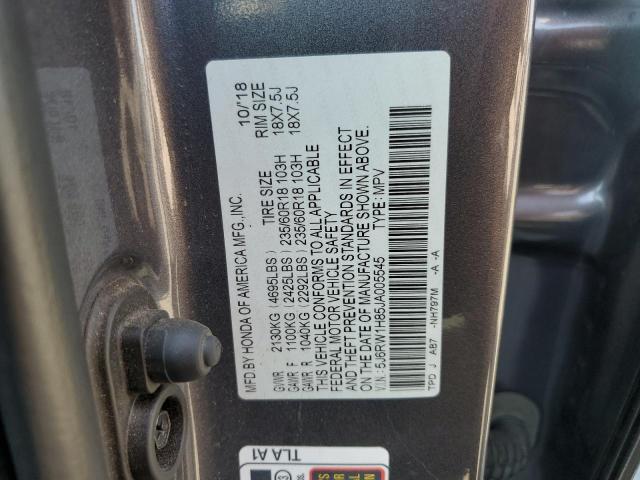 Photo 9 VIN: 5J6RW1H85JA005545 - HONDA CR-V EXL 