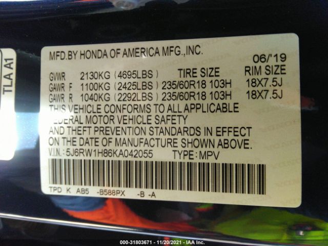 Photo 8 VIN: 5J6RW1H86KA042055 - HONDA CR-V 