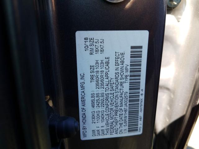 Photo 9 VIN: 5J6RW1H87JA002579 - HONDA CR-V EXL 