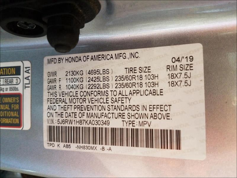 Photo 9 VIN: 5J6RW1H87KA030349 - HONDA CR-V EXL 