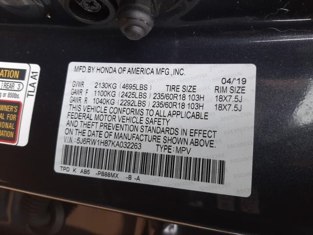 Photo 9 VIN: 5J6RW1H87KA032263 - HONDA CR-V EXL 