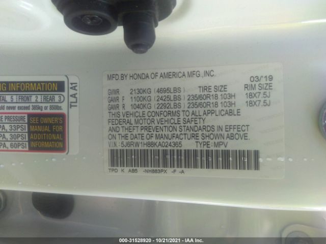 Photo 8 VIN: 5J6RW1H88KA024365 - HONDA CR-V 