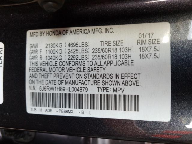 Photo 9 VIN: 5J6RW1H89HL004879 - HONDA CR-V EXL 