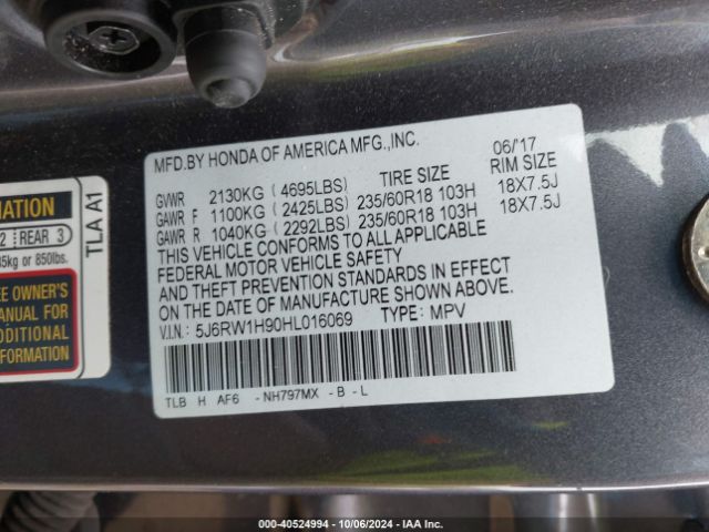 Photo 8 VIN: 5J6RW1H90HL016069 - HONDA CR-V 