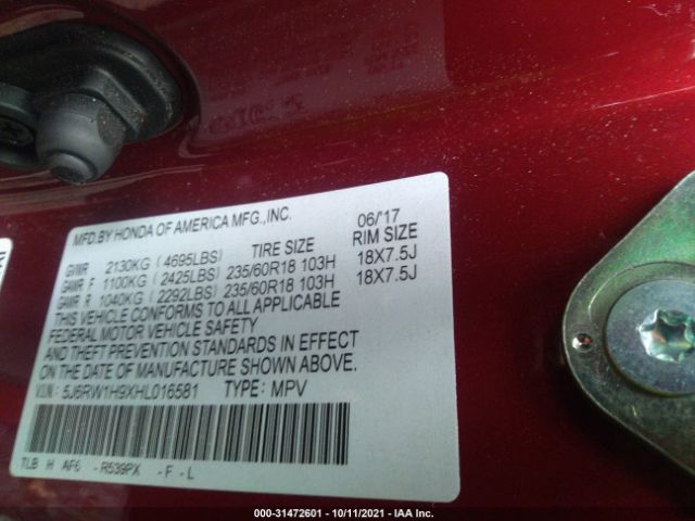 Photo 8 VIN: 5J6RW1H9XHL016581 - HONDA CR-V 