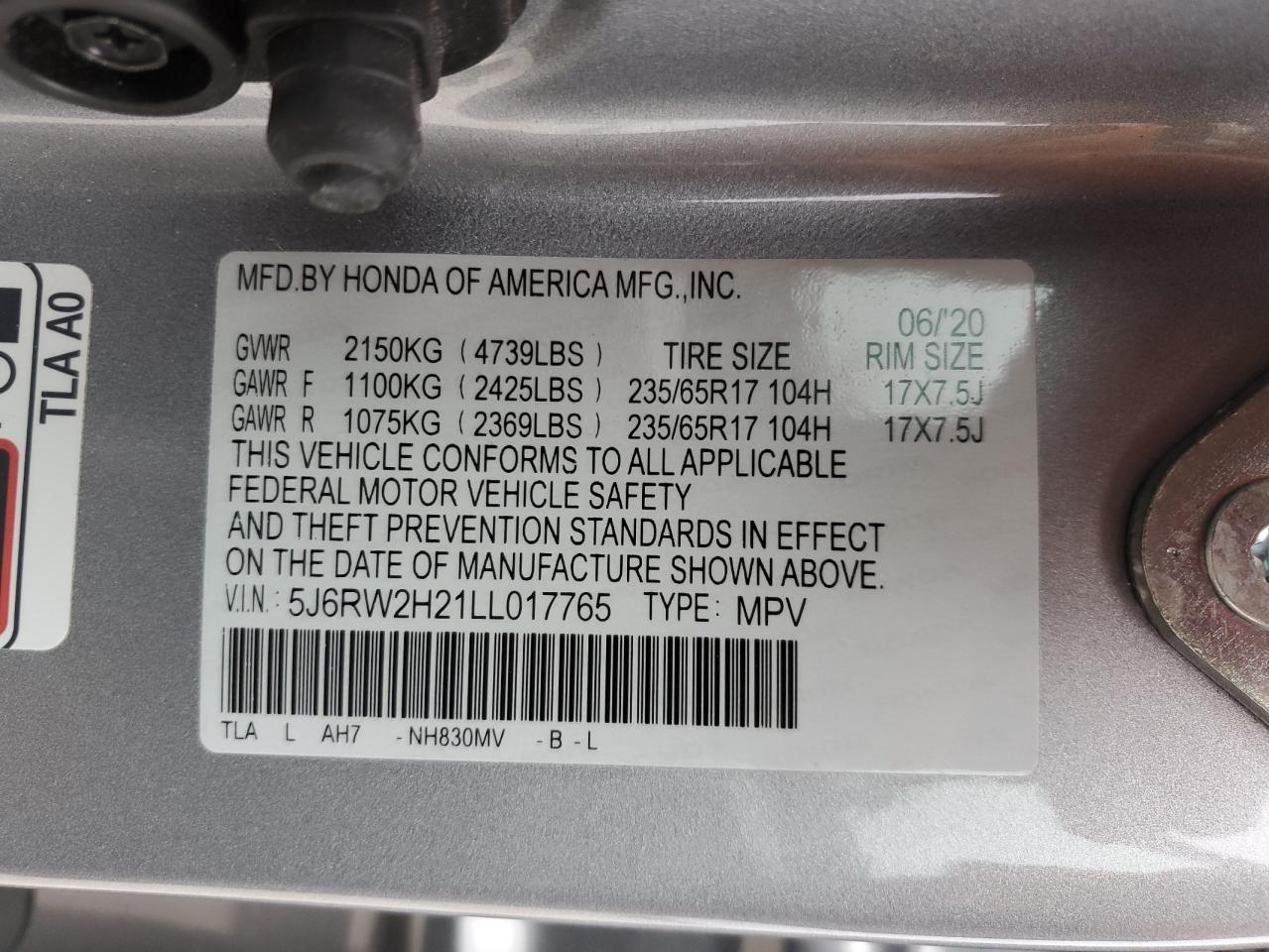 Photo 12 VIN: 5J6RW2H21LL017765 - HONDA CR-V 