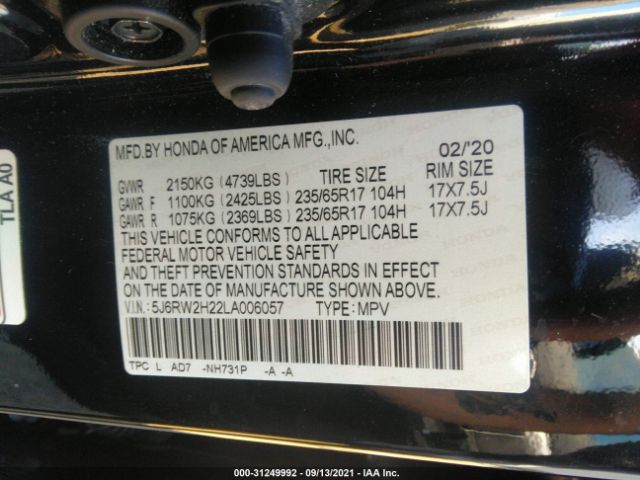 Photo 8 VIN: 5J6RW2H22LA006057 - HONDA CR-V 