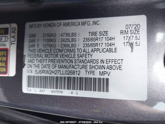 Photo 8 VIN: 5J6RW2H27LL026812 - HONDA CR-V 