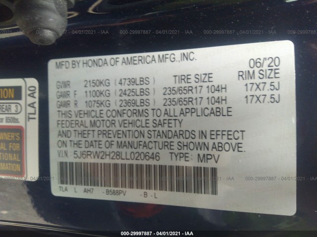 Photo 8 VIN: 5J6RW2H28LL020646 - HONDA CR-V 