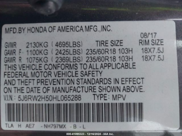 Photo 8 VIN: 5J6RW2H50HL065288 - HONDA CR-V 