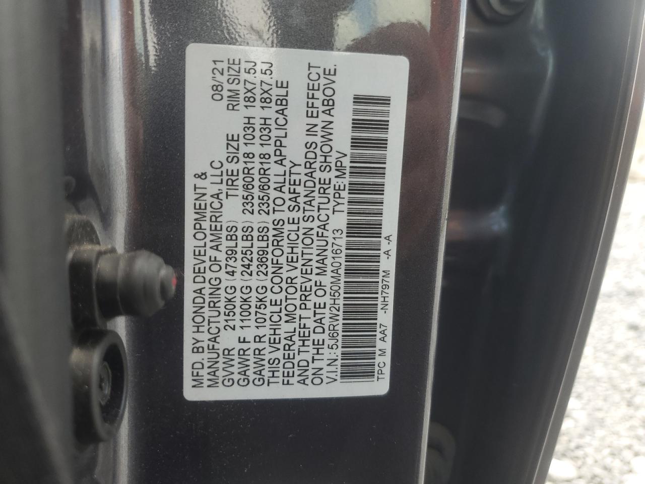 Photo 13 VIN: 5J6RW2H50MA016713 - HONDA CR-V 