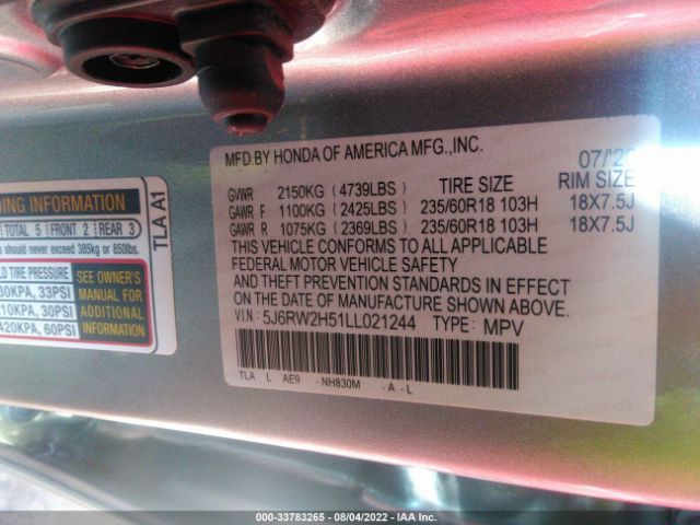 Photo 8 VIN: 5J6RW2H51LL021244 - HONDA CR-V 